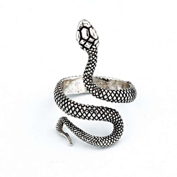 💥 925 Silver Plated Vintage Lacquer Snake Pattern Ring, MLNN1269 - Picture 2 of 2